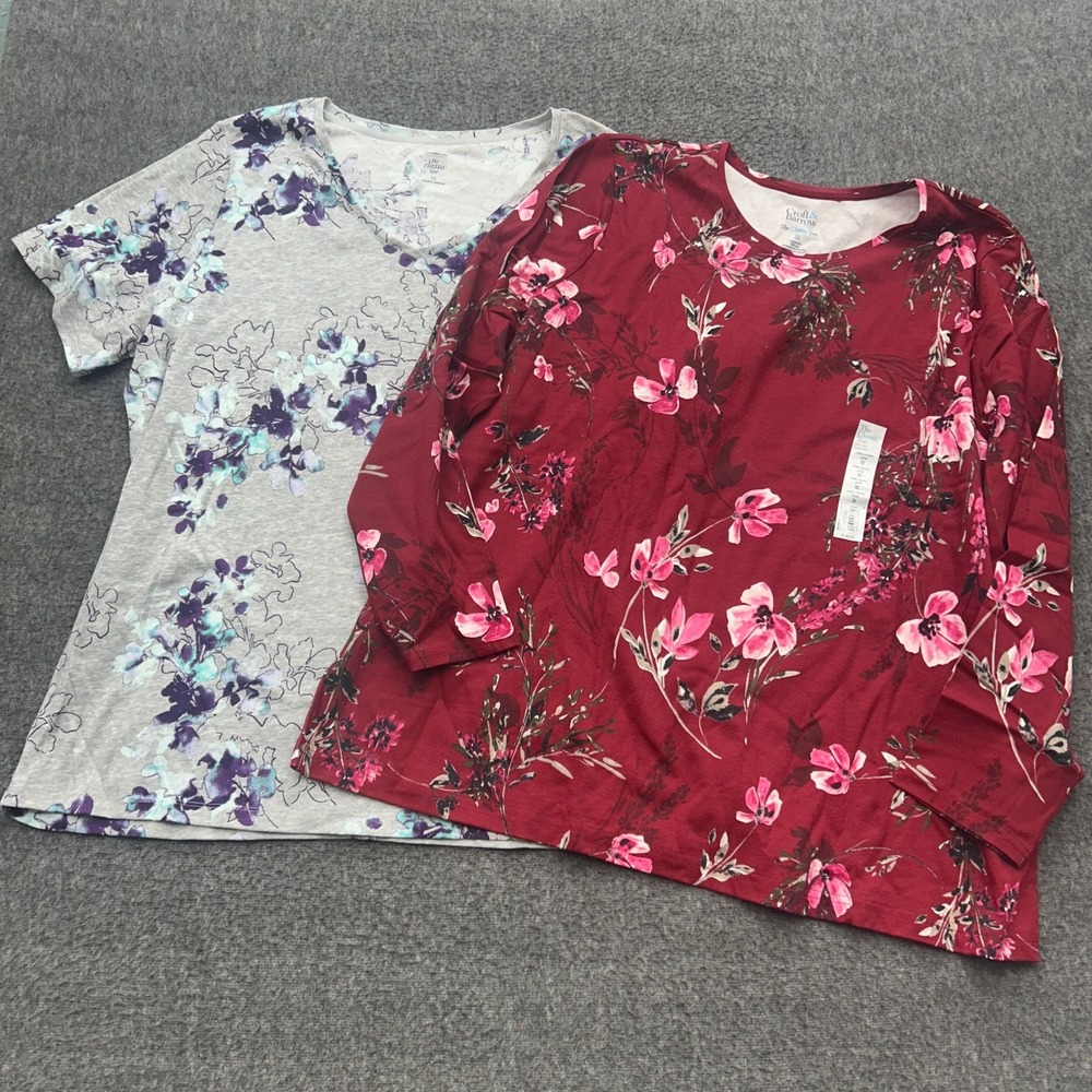 Croft & Barrow Plus Size 3X Classic Tee Shirt Top Set Short Long Sleeve